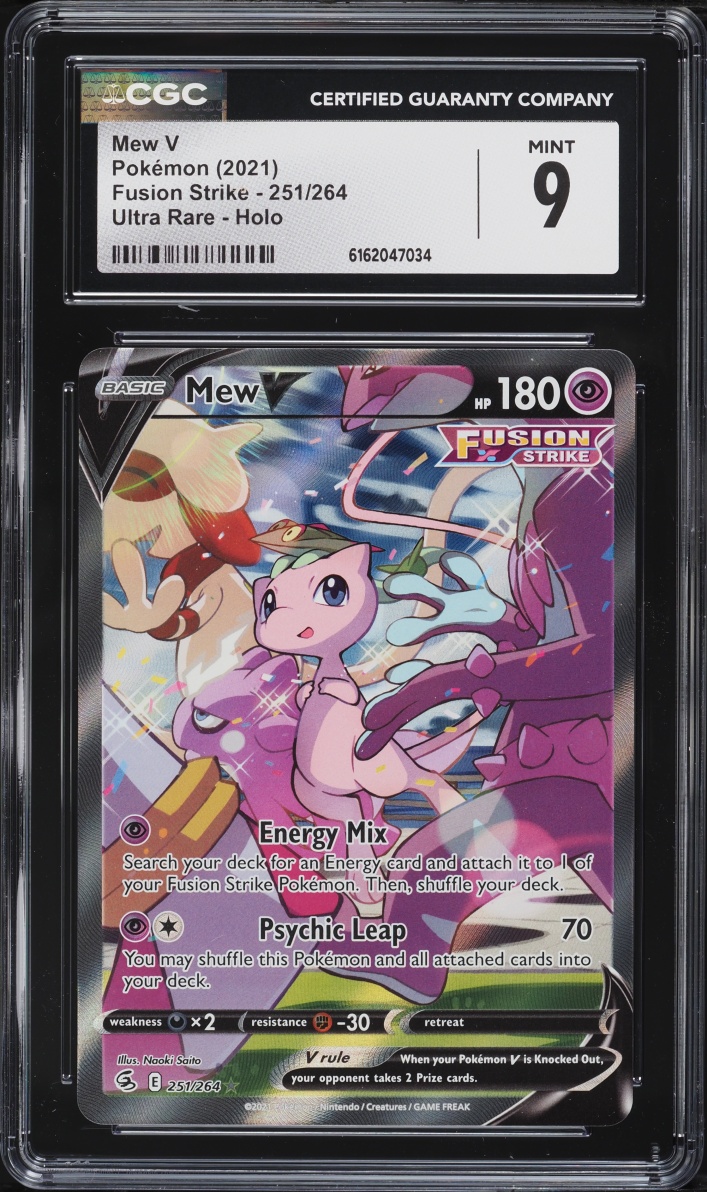 2021 Pokemon Sword & Shield Fusion Strike Full Art Mew V #251 CGC 9 MINT