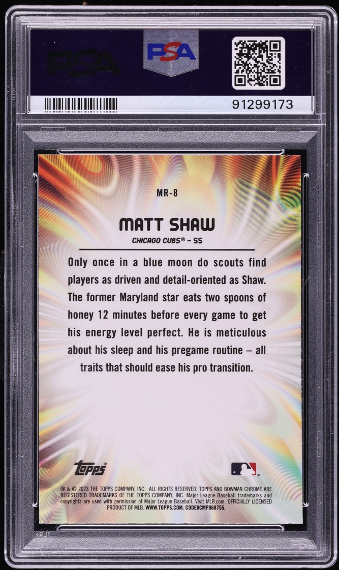 2023 Bowman Chrome Draft Mood Ring Matt Shaw PROSPECT #MR8 PSA 10 GEM MINT