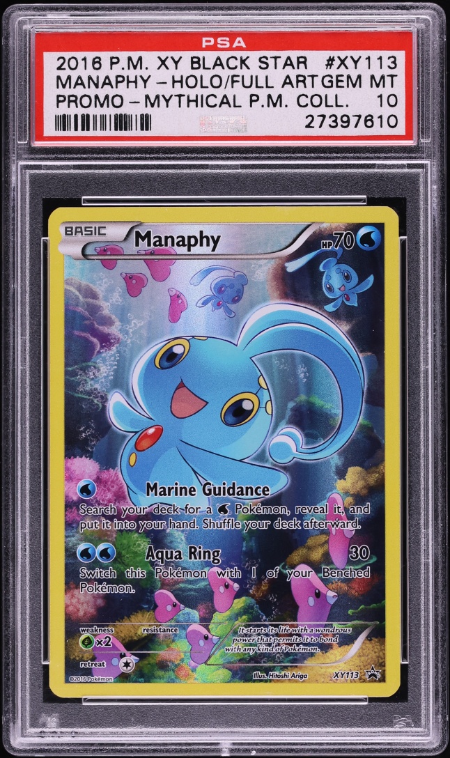 2016 Pokemon XY Black Star Promo Mythical Full Art Manaphy #XY113 PSA 10 GEM MINT