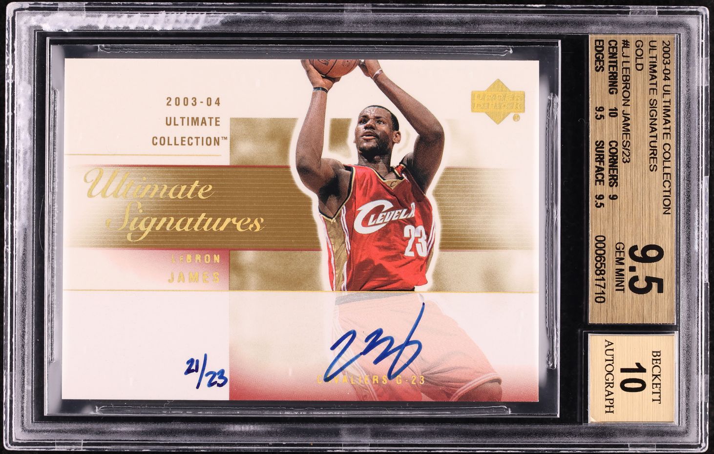 2003 Ultimate Collection Gold LeBron James ROOKIE AUTO /23 #LJ-A BGS 9.5 GEM