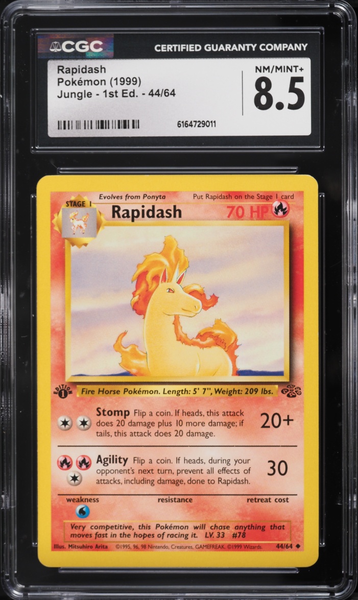 1999 Pokemon Jungle 1st Edition Rapidash #44 CGC 8.5 NM-MT+