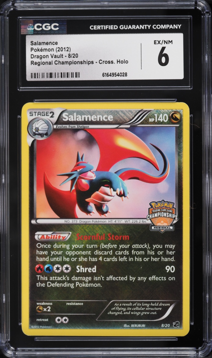 2012 Pokemon BW Dragon Vault Regional Championships Cross Holo Salamence #8 CGC 6 EXMT