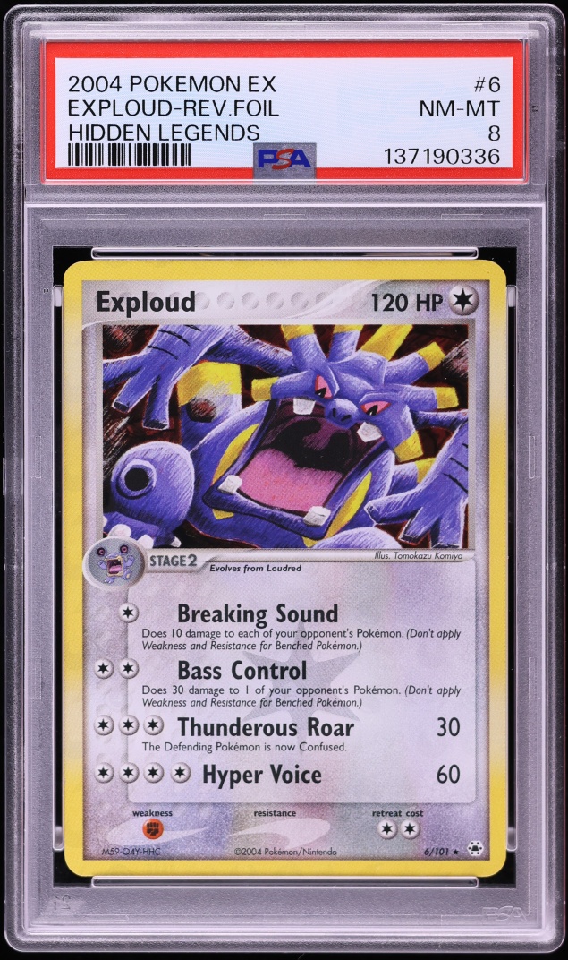 2004 Pokemon EX Hidden Legends Reverse Holo Exploud #6 PSA 8 NM-MT
