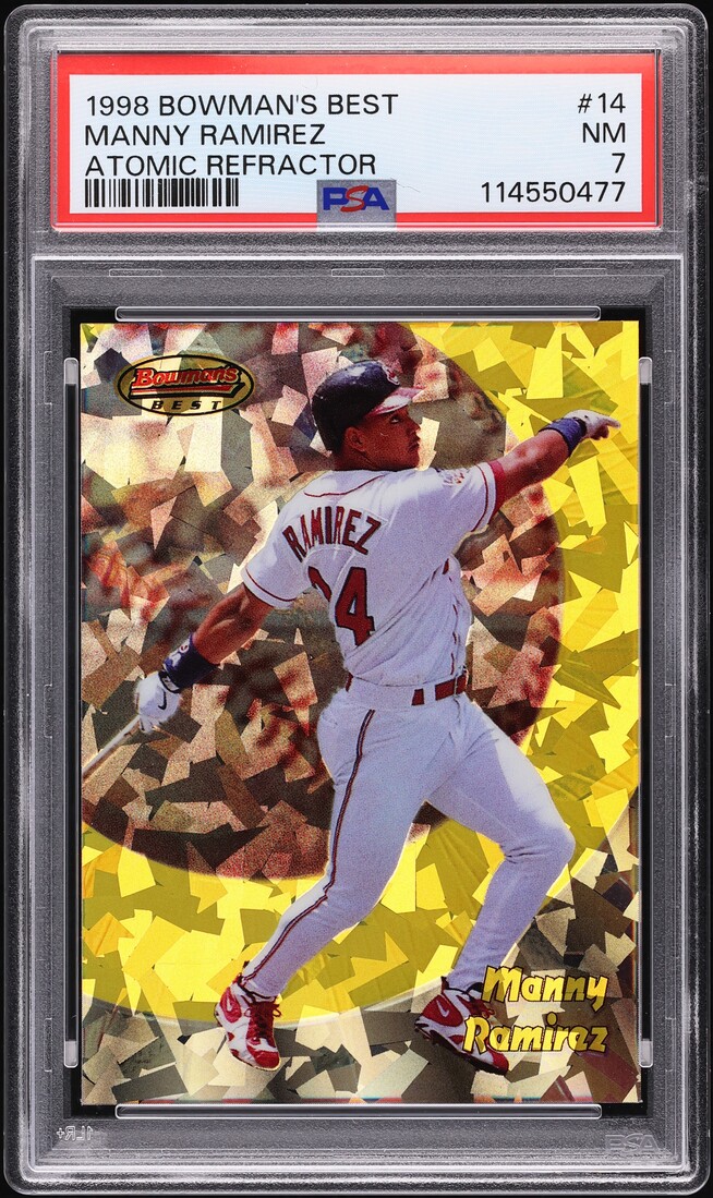 1998 Bowman's Best Atomic Refractor Manny Ramirez /100 #14 PSA 7 NRMT