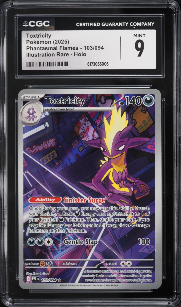 2025 Pokemon Mega Evolution Phantasmal Flames IR Toxtricity #103 CGC 9 MINT