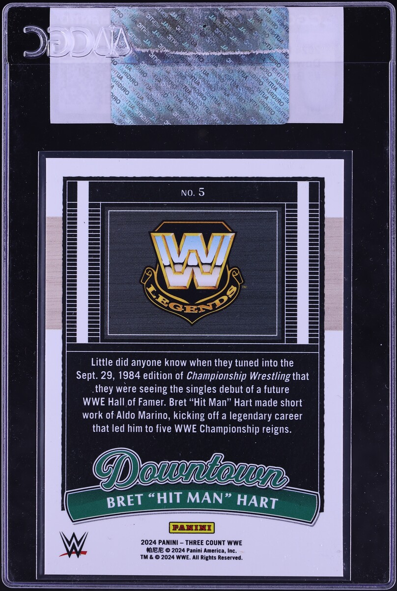 2024 Panini Three Count WWE Downtown Bret "Hit Man" Hart #5 CGC AUTH