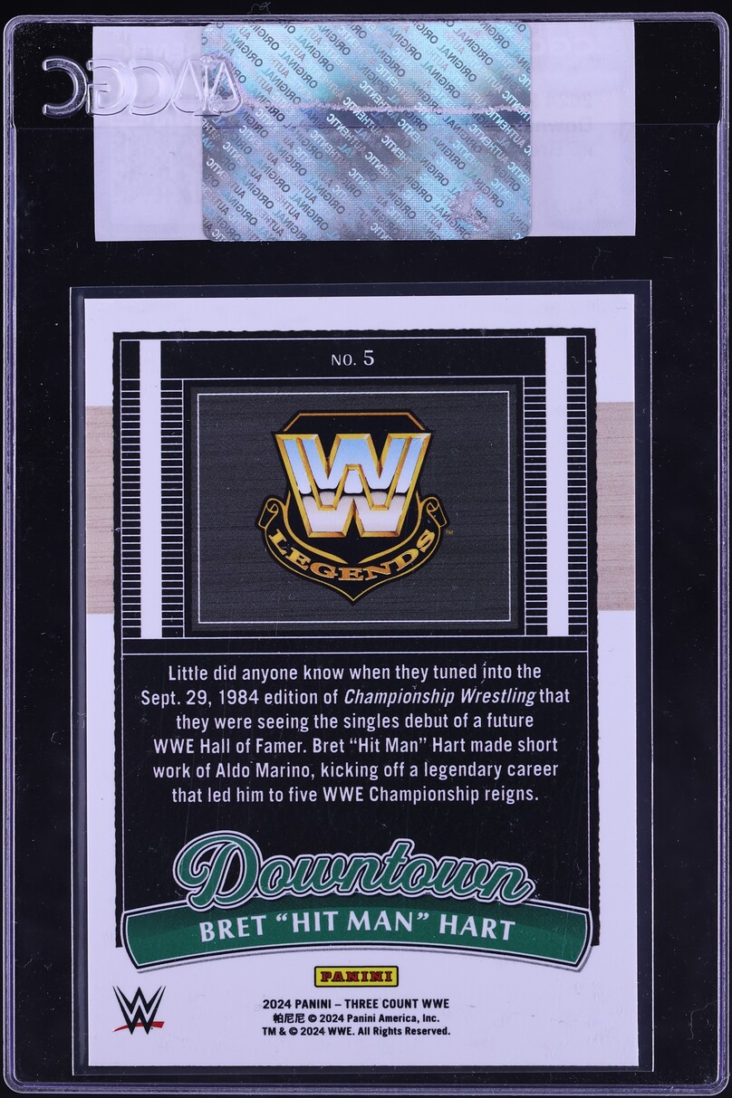 2024 Panini Three Count WWE Downtown Bret "Hit Man" Hart #5 CGC AUTH