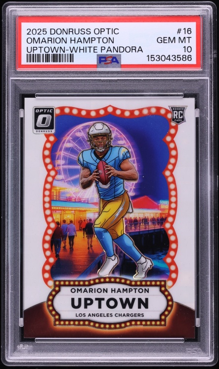 2025 Donruss Optic Uptown White Pandora Omarion Hampton ROOKIE /25 #16 PSA 10 GEM MINT