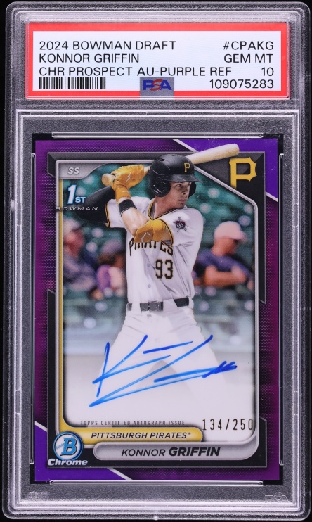 2024 Bowman Chrome Draft Purple Refractor Konnor Griffin PROSPECT AUTO /250 #CPA-KG PSA 10 GEM