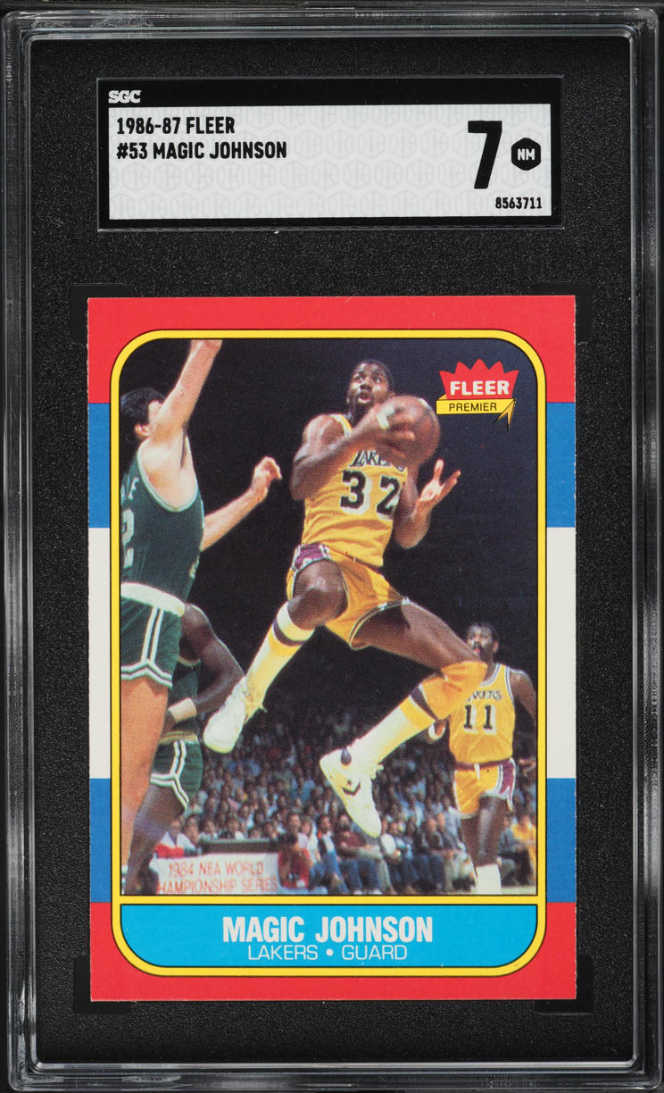 1986 Fleer Basketball Magic Johnson #53 SGC 7 NRMT