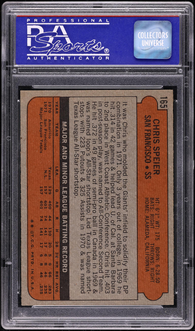 1972 Topps Chris Speier #165 PSA 7 NRMT