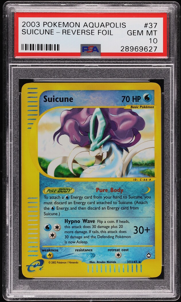 2003 Pokemon Aquapolis Reverse Holo Suicune #37 PSA 10 GEM MINT