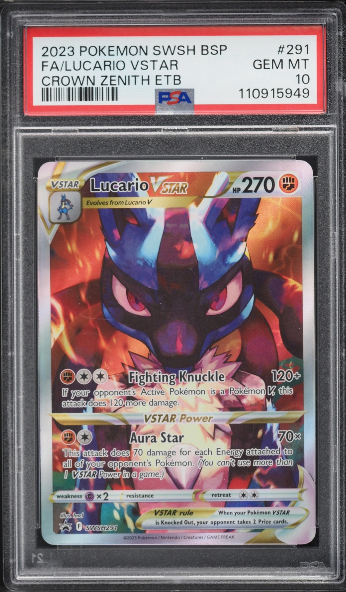 2023 Pokemon Sword & Shield Promo Crown Zenith ETB Full Art Lucario VSTAR #SWSH291 PSA 10 GEM
