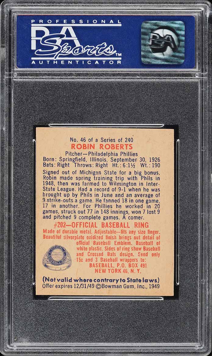 1949 Bowman Robin Roberts ROOKIE #46 PSA 8 NM-MT