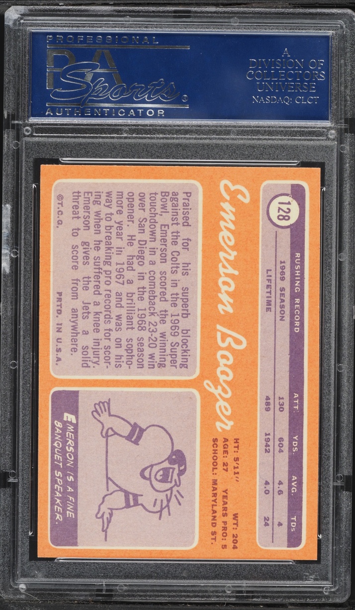 1970 Topps Football Emerson Boozer #128 PSA 9 MINT