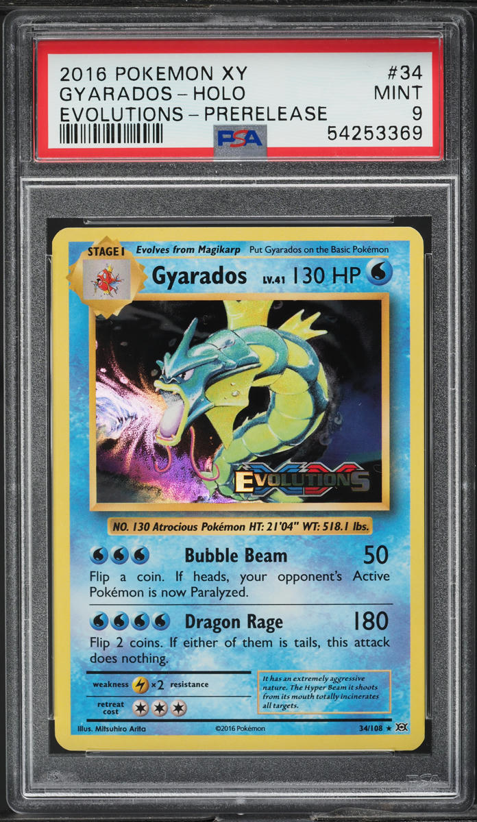 2016 Pokemon XY Evolutions Prerelease Holo Gyarados #34 PSA 9 MINT