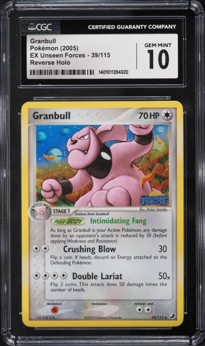 2005 Pokemon EX Unseen Forces Reverse Holo Granbull #39 CGC 10 GEM MINT