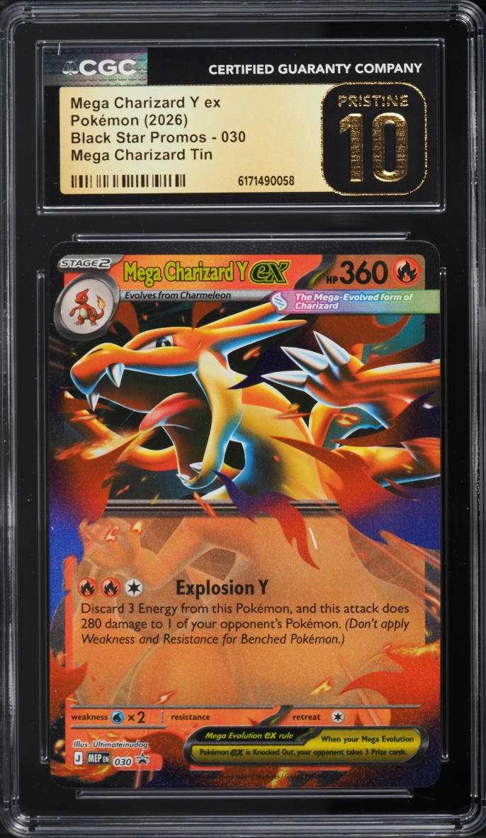 2026 Pokemon Mega Evolution Black Star Promo Tin Mega Charizard Y ex #30 CGC 10 PRISTINE