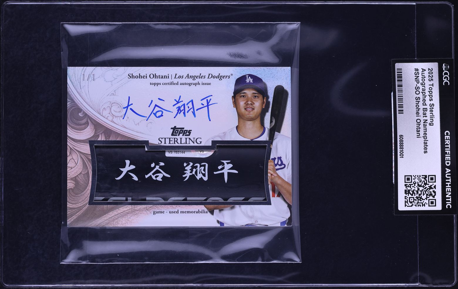 2025 Topps Sterling Nameplates Shohei Ohtani BAT BARREL PATCH KANJI AUTO 1/1 #SNP-SO CGC AUTH
