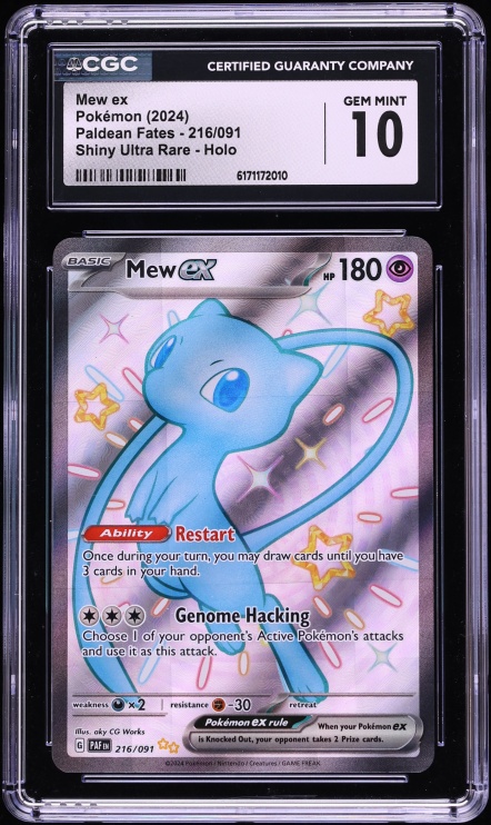 2024 Pokemon Scarlet & Violet Paldean Fates Shiny Full Art Mew EX #216 CGC 10 GEM MINT