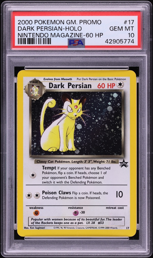 2000 Pokemon Promo Nintendo Power 60 HP Holo Dark Persian #17 PSA 10 GEM MINT