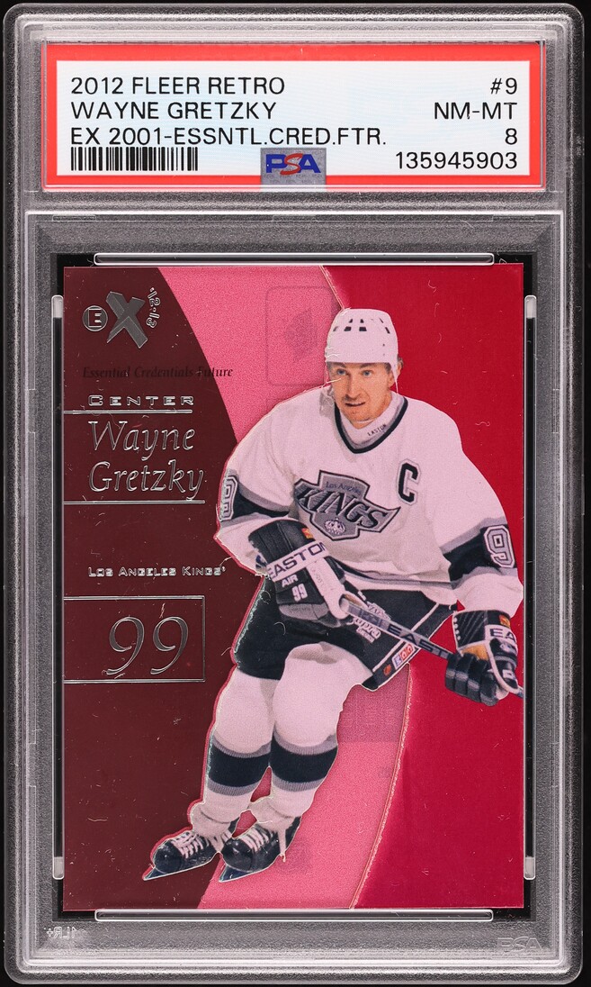 2012 Fleer Retro EX 2001 Essential Credentials Wayne Gretzky /34 #9 PSA 8 NM-MT