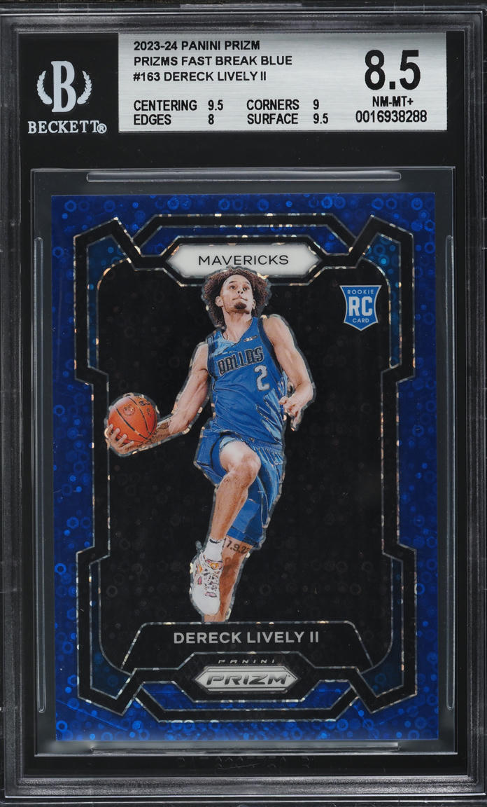 2023 Panini Prizm Fast Break Blue Dereck Lively II ROOKIE /150 #163 BGS 8.5