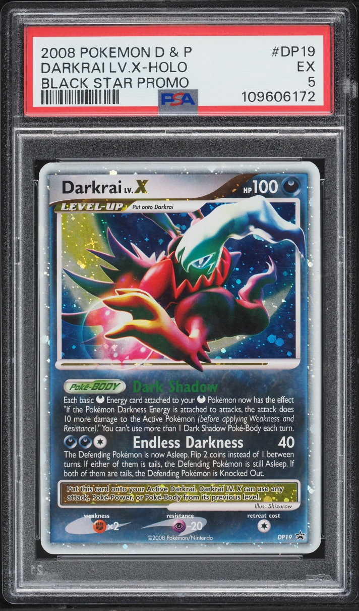 2008 Pokemon Diamond & Pearl Black Star Promo Holo Darkrai LV.X #DP19 PSA 5 EX