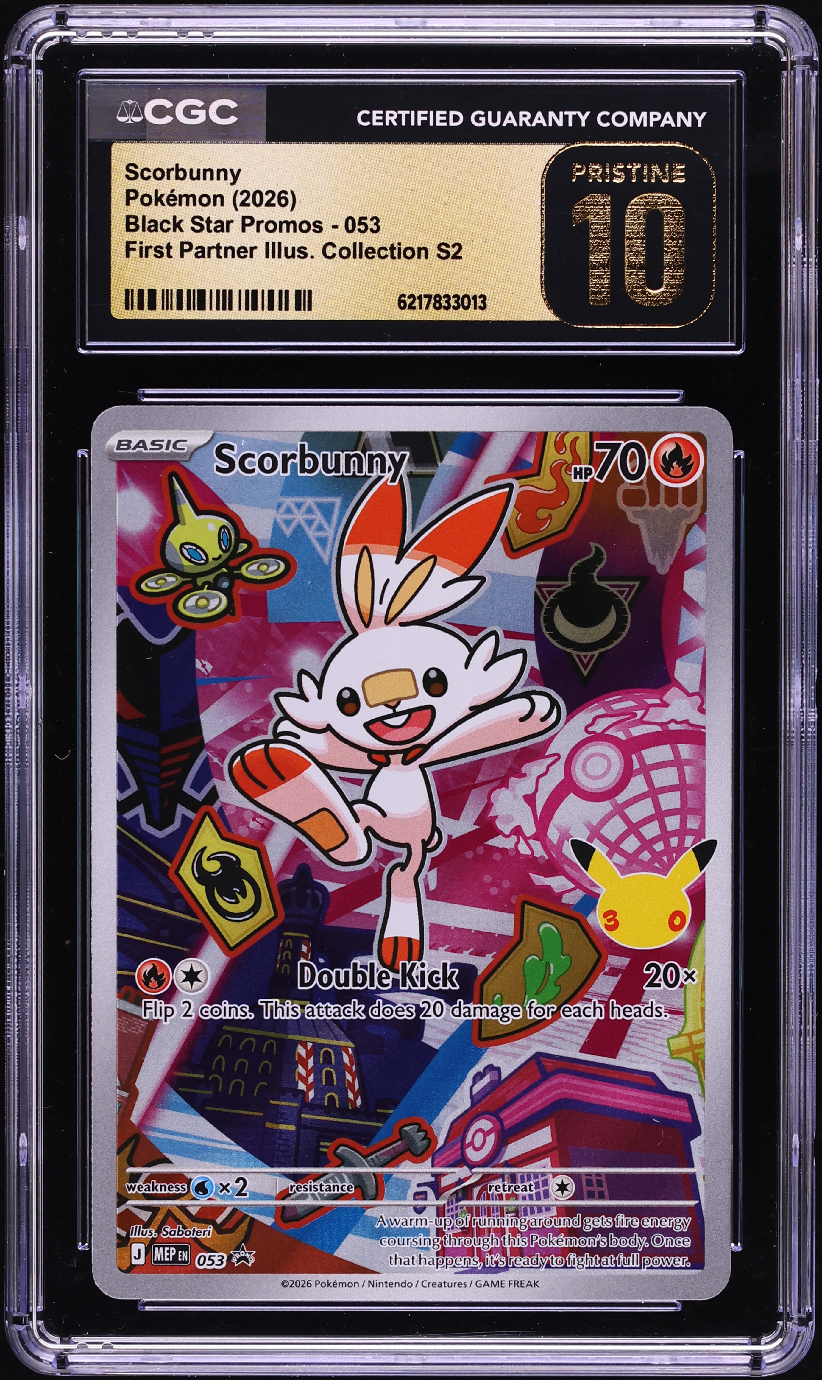 2026 Pokemon Mega Promo First Partner Illustration S2 Full Art Scorbunny #53 CGC 10 PRISTINE