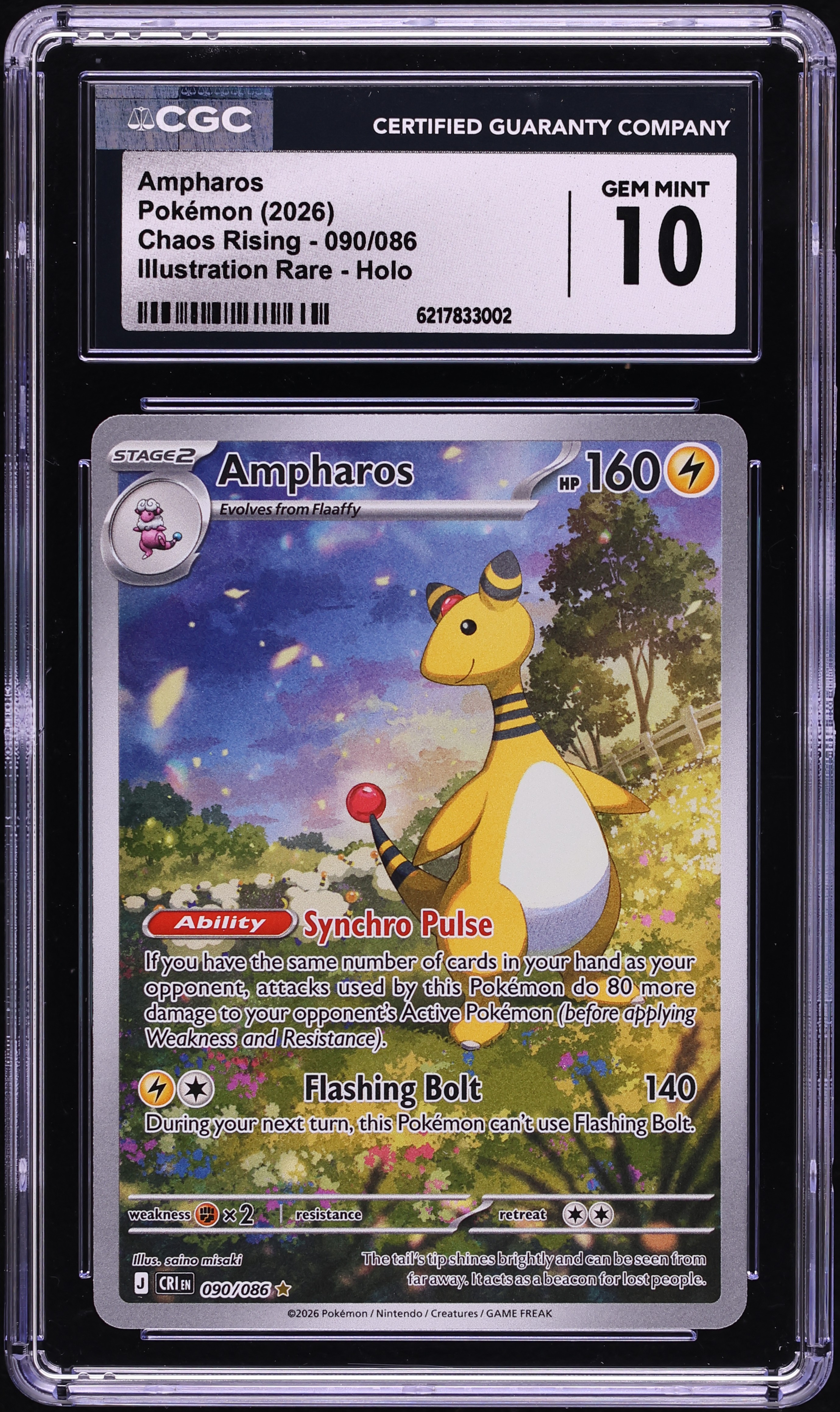 2026 Pokemon Mega Evolution Chaos Rising IR Ampharos #90 CGC 10 GEM MINT