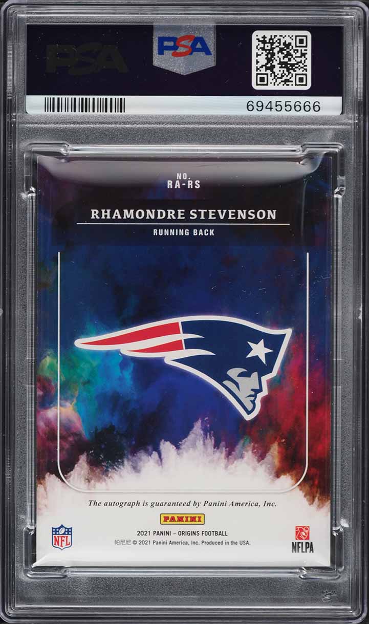 2021 Panini Origins Rhamondre Stevenson ROOKIE AUTO #RA-RS PSA 9 MINT