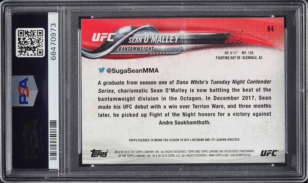 2018 Topps Chrome UFC Sean O'Malley ROOKIE #84 PSA 10 GEM MINT
