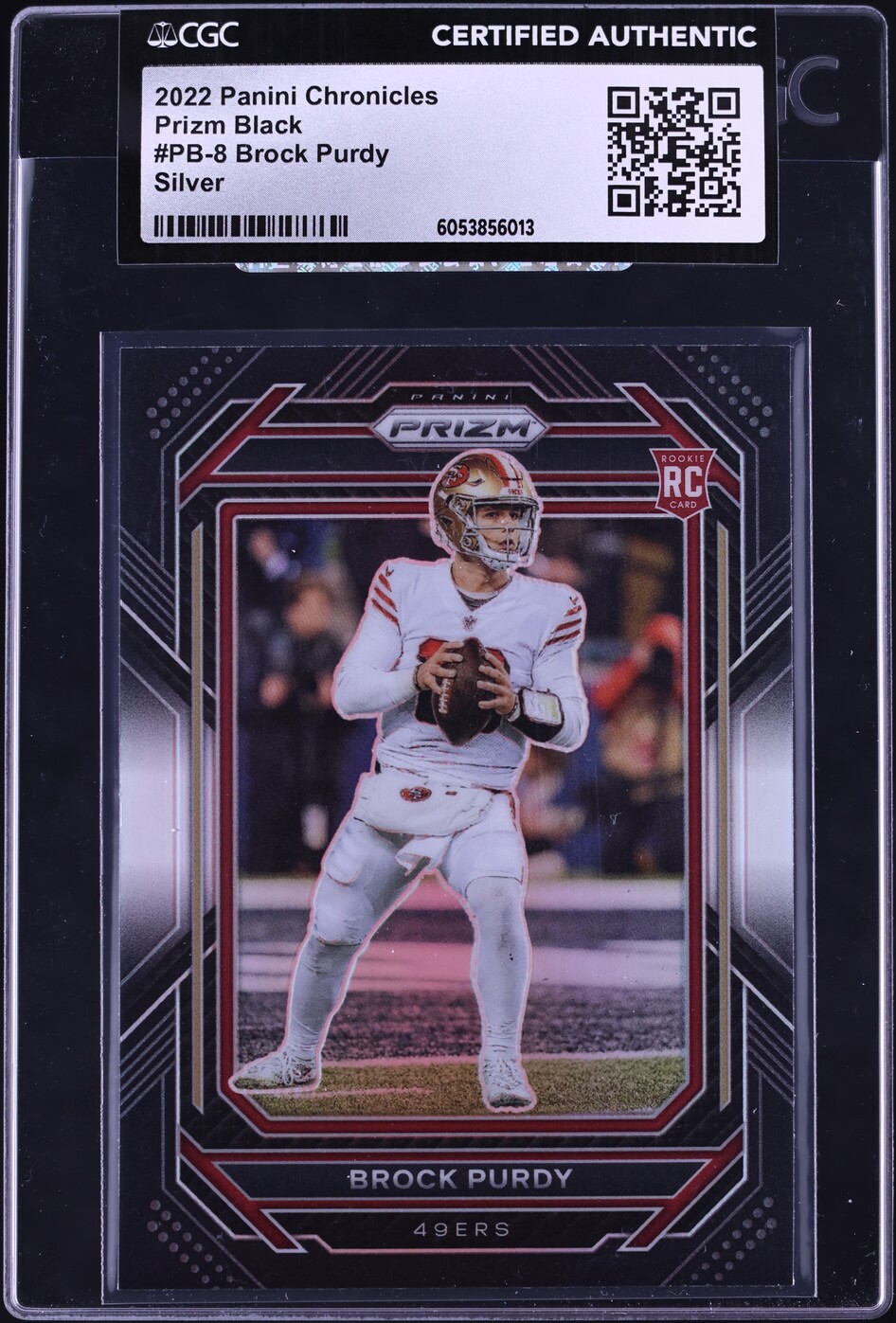 2022 Panini Chronicles Prizm Black Silver Brock Purdy ROOKIE #PB-8 CGC AUTH
