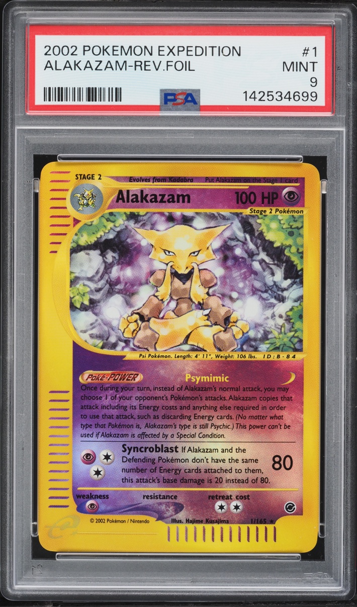 2002 Pokemon Expedition Reverse Holo Alakazam #1 PSA 9 MINT