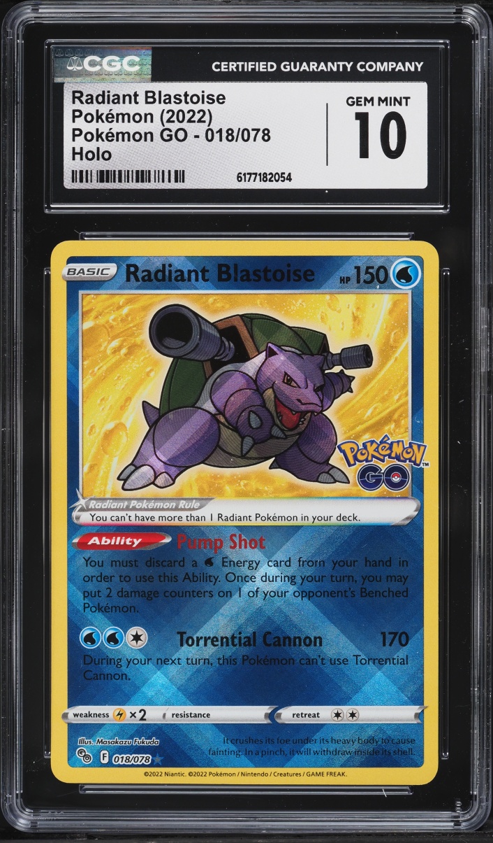 2022 Pokemon Japanese Sword & Shield Pokemon Go Holo Radiant Blastoise #18 CGC 10 Gem Mint
