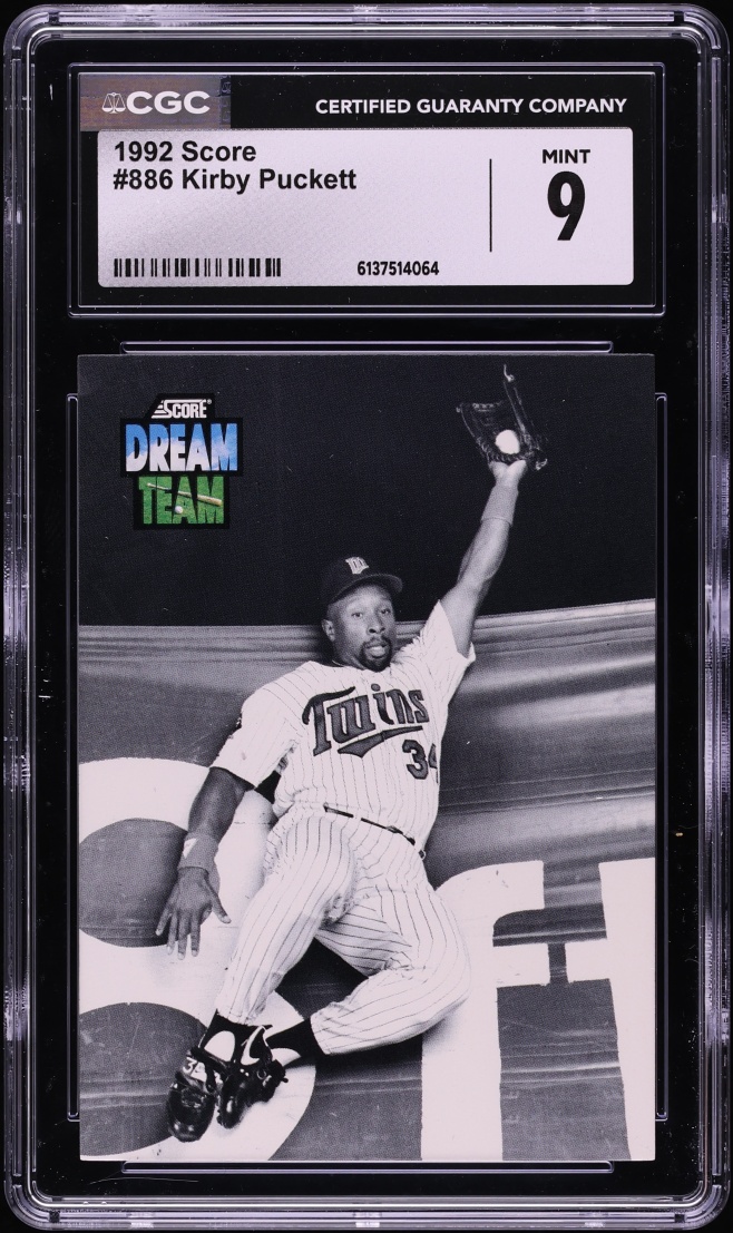 1992 Score Kirby Puckett #886 CGC 9 MINT