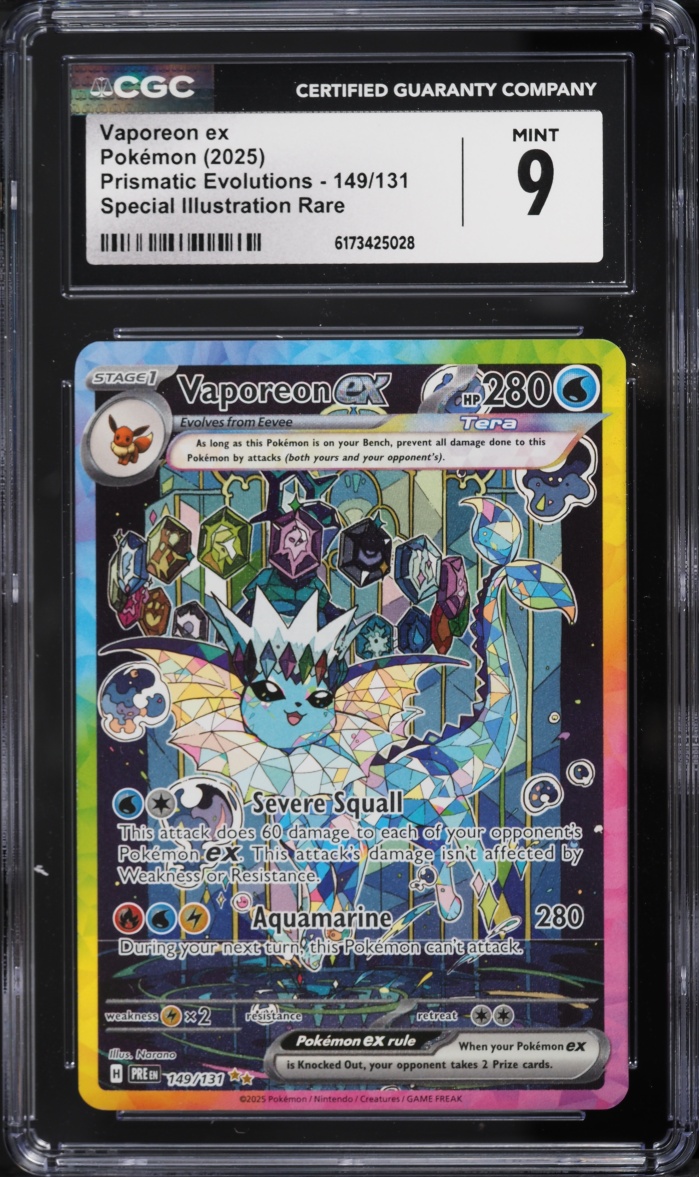 2025 Pokemon Scarlet & Violet Prismatic Evolutions SIR Vaporeon Ex #149 CGC 9 MINT