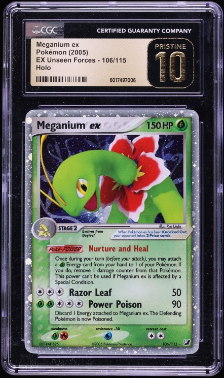 2005 Pokemon EX Unseen Forces Holo Meganium ex #106 CGC 10 PRISTINE
