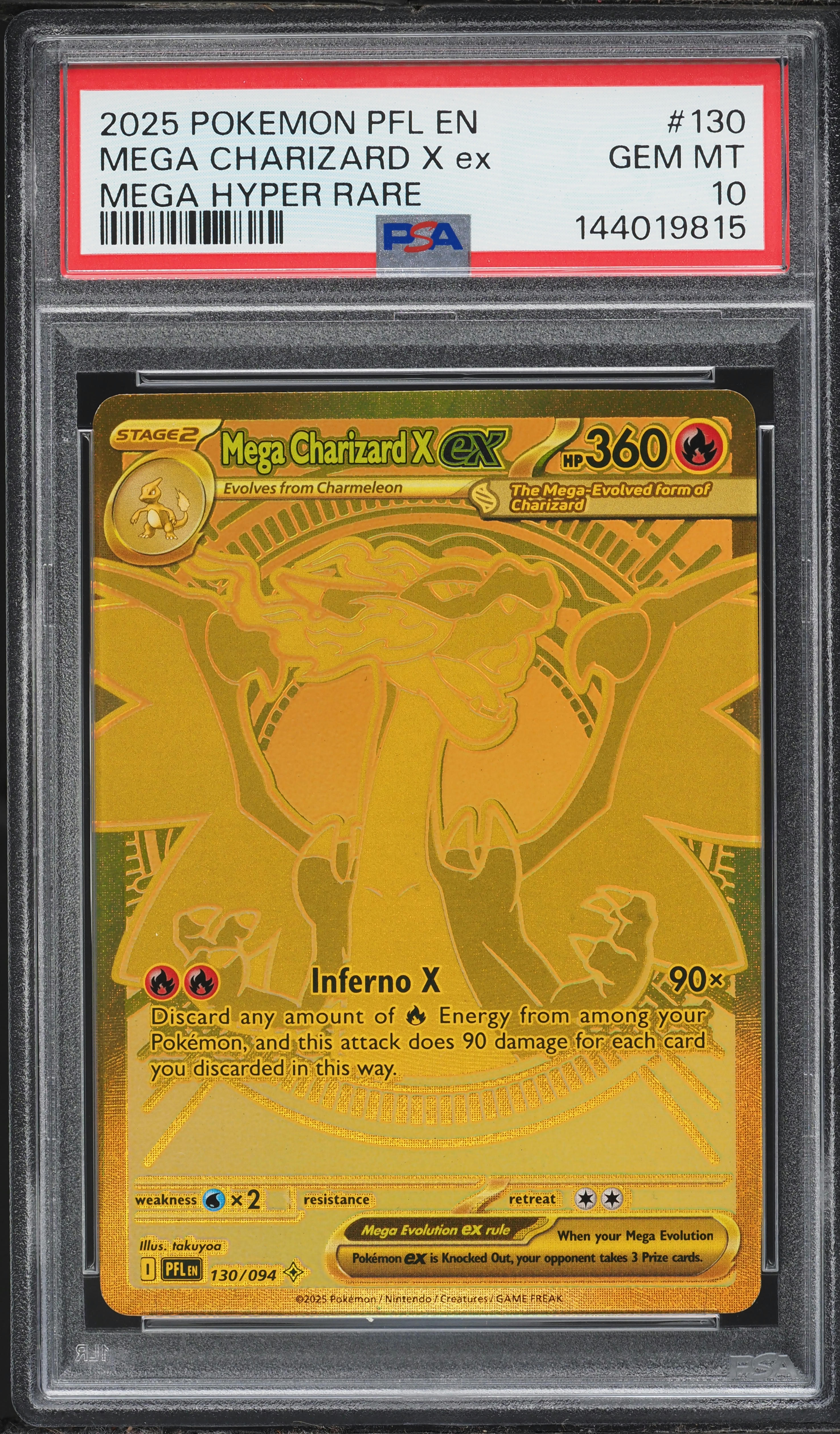 2025 Pokemon Mega Phantasmal Flames Gold Rare Mega Charizard X Ex #130 PSA  10 GEM MINT on Fanatics Collect