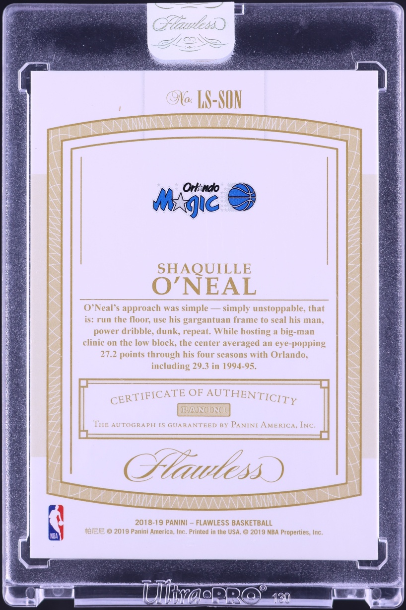 2018 Panini Flawless Legendary Scripts Pink Shaquille O'Neal AUTO /20 #LS-SON