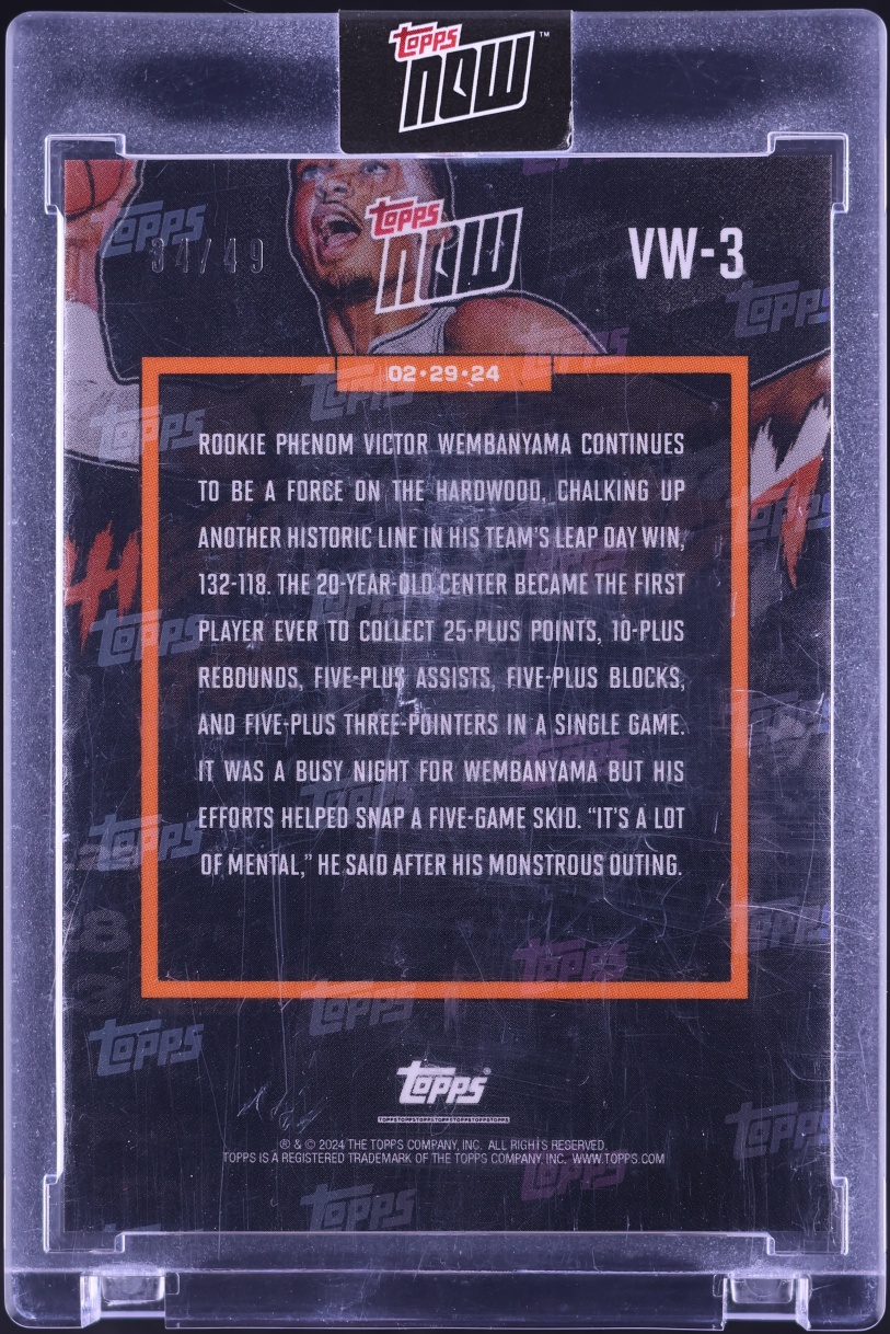 2023 Topps Now Blue Victor Wembanyama ROOKIE /49 #VW-3