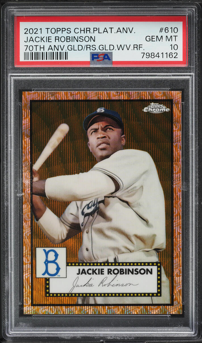 2021 Topps Chrome Platinum 70th Rose Gold Wave Jackie Robinson /50 #610 ...