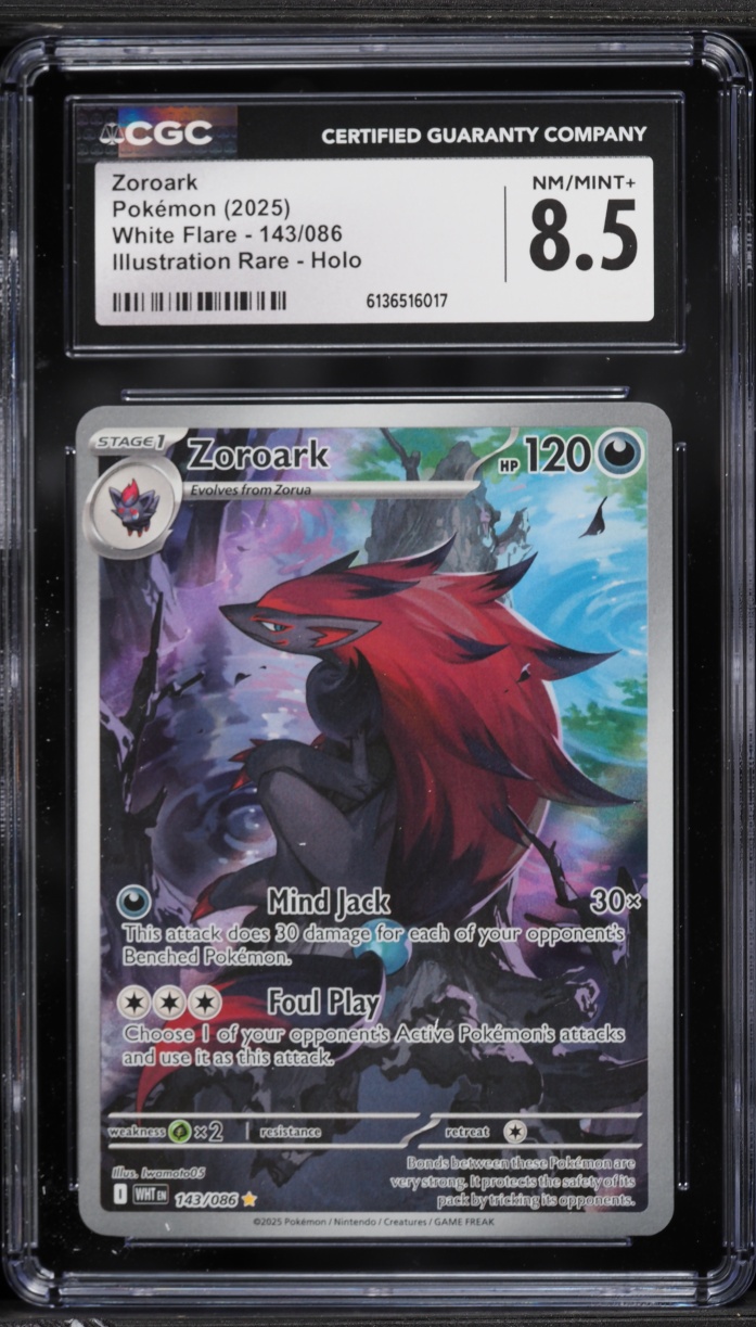 2025 Pokemon Scarlet & Violet White Flare IR Zoroark #143 CGC 8.5 NM-MT+