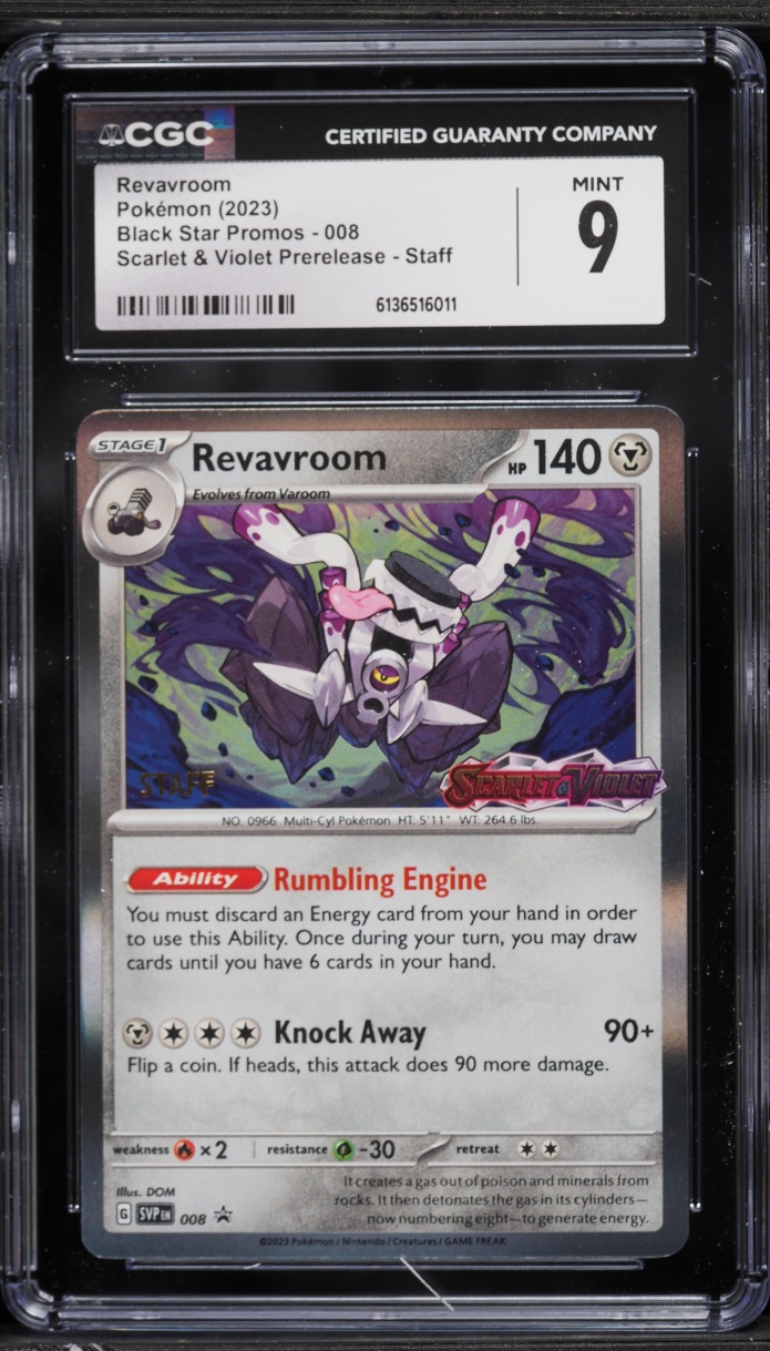 2023 Pokemon Scarlet & Violet Black Star Promo Prerelease Staff Revavroom #8 CGC 9 MINT