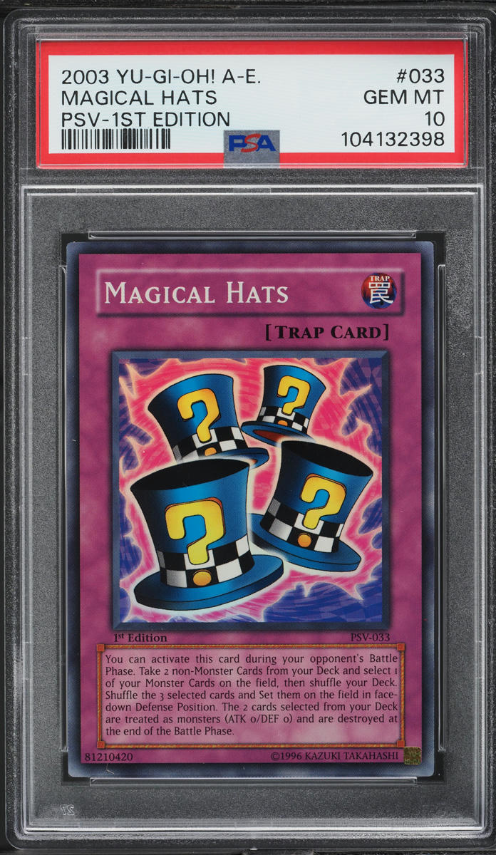 2003 Yu-Gi-Oh! Asian-English PSV 1st Edition Magical Hats #PSV-033 PSA 10 GEM