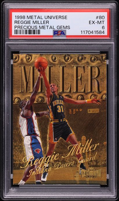 1998 Metal Universe Precious Metal Gems PMG Reggie Miller /50 #80 PSA 6 EXMT - Photo 1