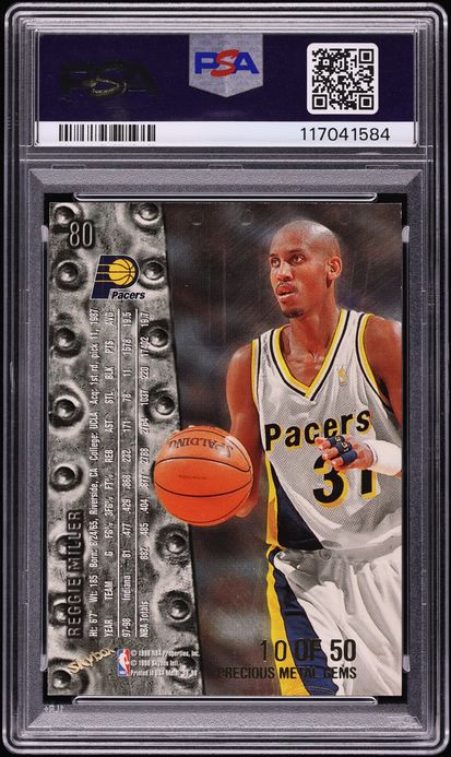 1998 Metal Universe Precious Metal Gems PMG Reggie Miller /50 #80 PSA 6 EXMT - Photo 2
