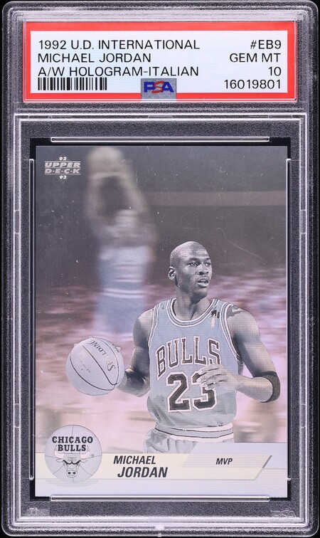 1992 Upper Deck International Award Winner Hologram Italian Michael Jordan #EB9 PSA 10 GEM MINT