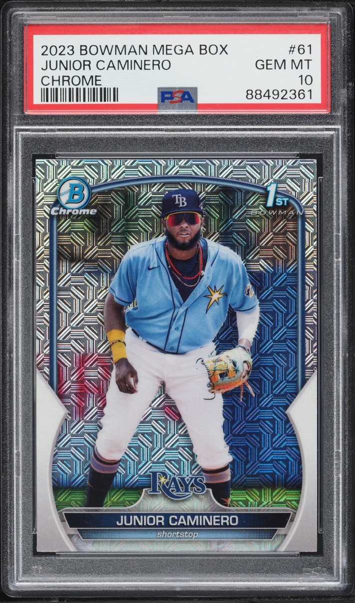 2023 Bowman Chrome Mega Box Junior Caminero PROSPECT #BCP-61 PSA 10 GEM MINT