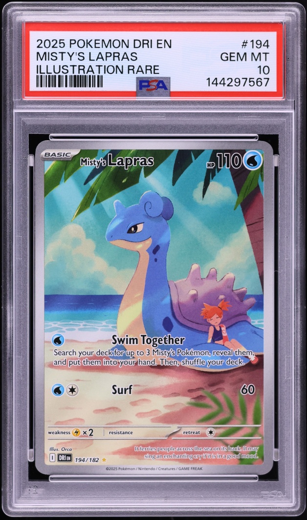 2025 Pokemon Scarlet & Violet Destined Rivals IR Misty's Lapras #194 PSA 10 GEM MINT